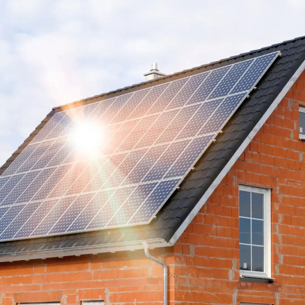 Solar panels shining brightly after a professional cleaning, free of dirt and debris, ready to maximize energy efficiency.