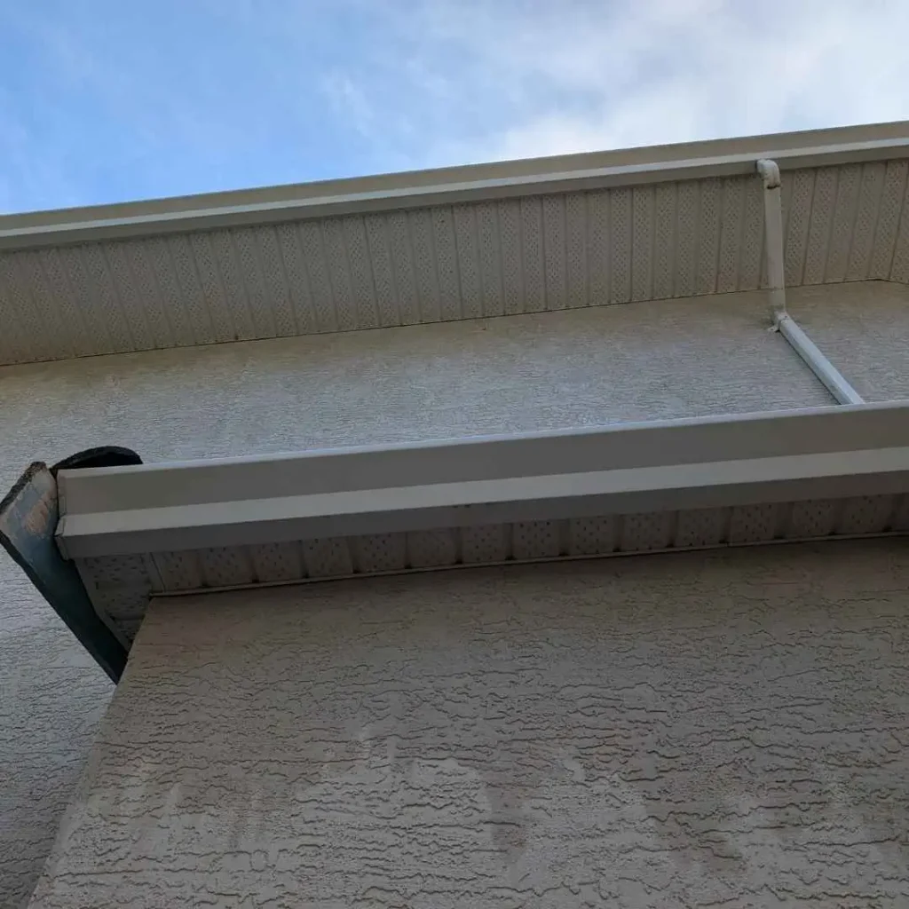 Clean, debris-free gutter after professional gutter cleaning service in Duncan, ensuring proper water flow and home protection.