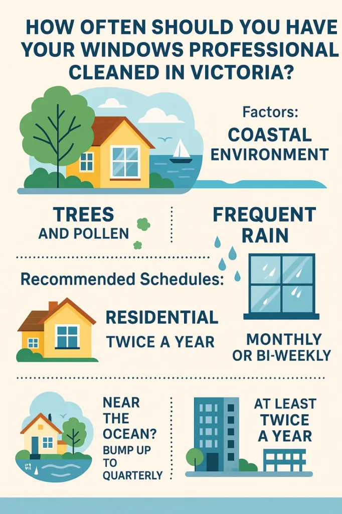 Infographic showing how often your windows clean based on home type and location